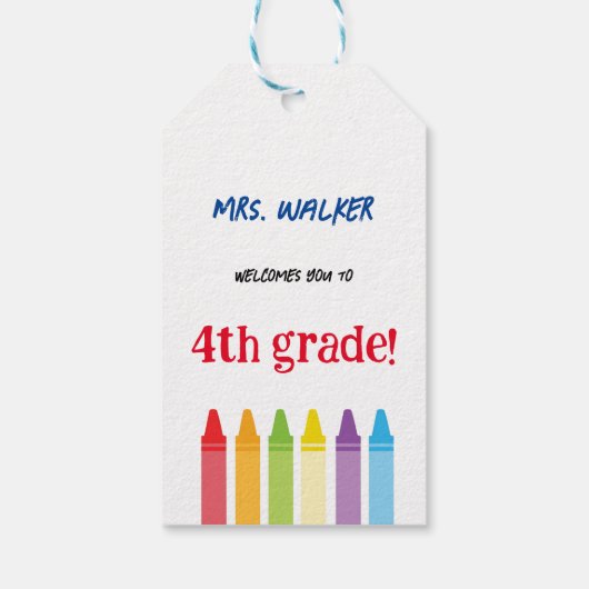 Zurück zur Schule Niedlich Teacher Welcome Crayons Geschenkanhänger (Rückseite)