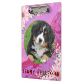 Zurück zur Schule Niedlicher Hund Rosa Blumenfarbe Klemmbrett (Links)