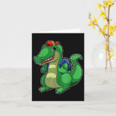 Zurück zur Schule Niedliches Crocodile Funny Croc  Karte (Gelbe Blume)