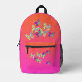 Zurück zur Schule Orange Pink Butterfly Bedruckter Rucksack