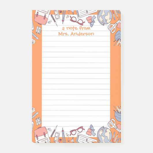 Zurück zur Schule Orange Post-it Klebezettel (Vorderseite)