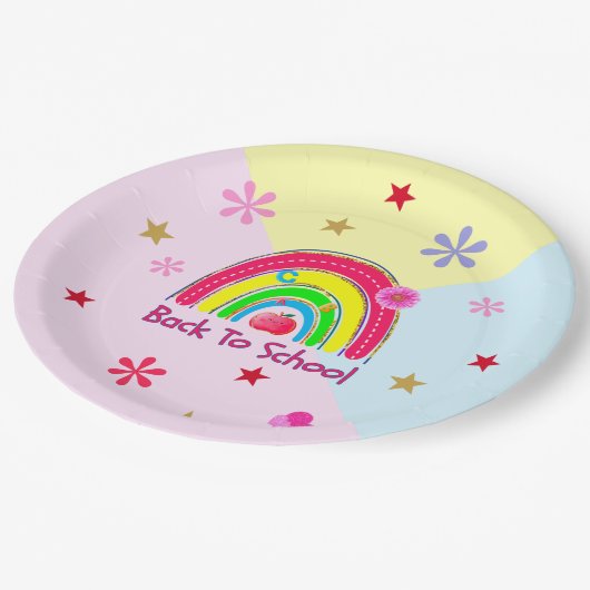 Zurück zur Schule Pappteller (Schrägansicht)