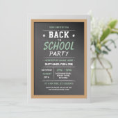 Zurück zur Schule Party Chalkboard Kinder Einladun Einladung (Stehend Vorderseite)