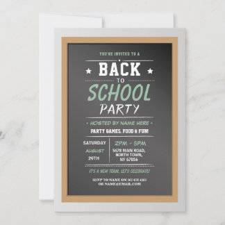 Zurück zur Schule Party Chalkboard Kinder Einladun Einladung