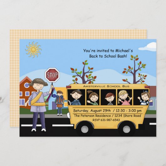 Zurück zur Schule - Party Einladung (Vorne/Hinten)