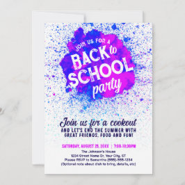 Zurück zur Schule Party Paint Spritzer Einladung