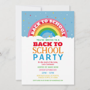 Zurück zur Schule Party Rainbow laden Einladung