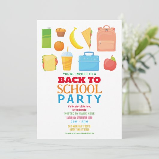 Zurück zur Schule Party Vorschulpädagogik Einladung (Stehend Vorderseite)