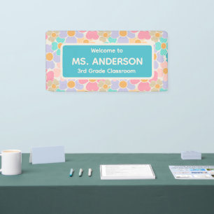 Zurück zur Schule Pastellblumen Lehrer Banner