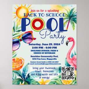 zurück zur Schule Pool Party Freunde Geburtstag Poster
