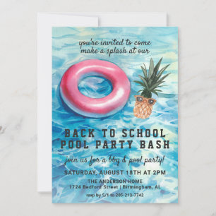 Zurück zur Schule Pool Party GRILLEN Einladung
