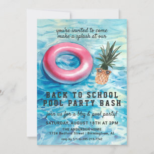 Zurück zur Schule Pool Party GRILLEN Einladung