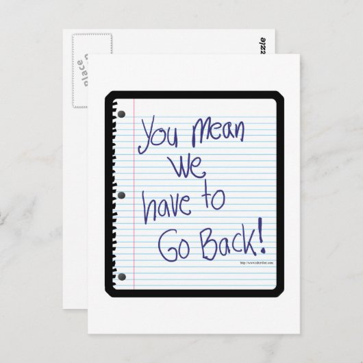 Zurück zur Schule Postkarte (Vorne/Hinten)