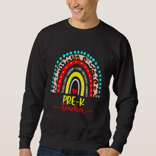 Zurück zur Schule Pre-K-Lehrer Boho-Leopard-Regenb Sweatshirt (Vorderseite)