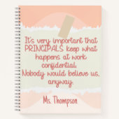 Zurück zur Schule Principal Retro Peach Wavy Funny Notizblock (Vorderseite)