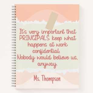 Zurück zur Schule Principal Retro Peach Wavy Funny Notizblock