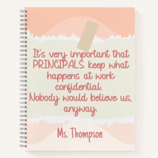 Zurück zur Schule Principal Retro Peach Wavy Funny Notizblock (Vorderseite)