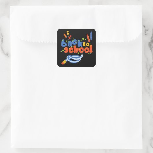 Zurück zur Schule Quadratischer Aufkleber (Tasche)