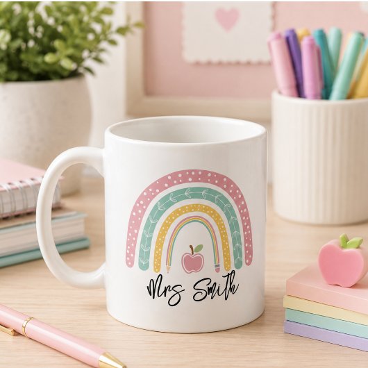 zurück zur Schule Regenbogen Lehrer Leben Kaffeetasse