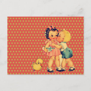 zurück zur Schule Retro-Muster kitsch Vintage Kind Postkarte