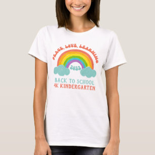 Zurück zur Schule Retro Rainbow Peace Liebe Learni T-Shirt