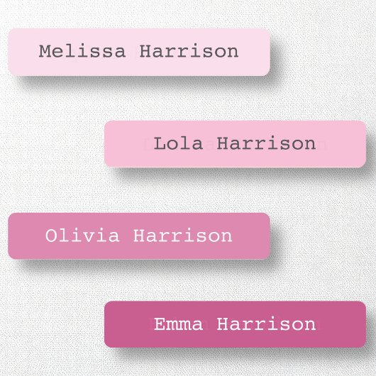 Zurück zur Schule Rosa farbencodierte Girl Typisie Etiketten