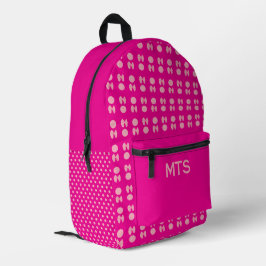 Zurück zur Schule Rosa Schleifen Punkte Monogramm  Bedruckter Rucksack