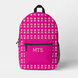 Zurück zur Schule Rosa Schleifen Punkte Monogramm  Bedruckter Rucksack