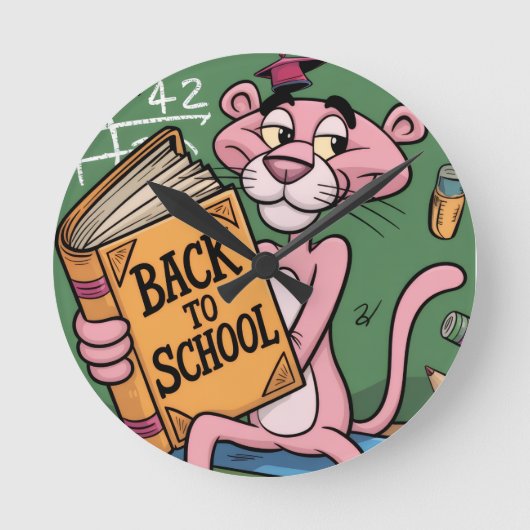 Zurück zur Schule Runde Wanduhr (Vorderseite)