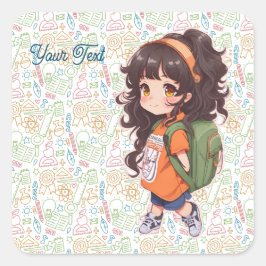 Zurück zur Schule. Schülerin Quadratischer Aufkleber