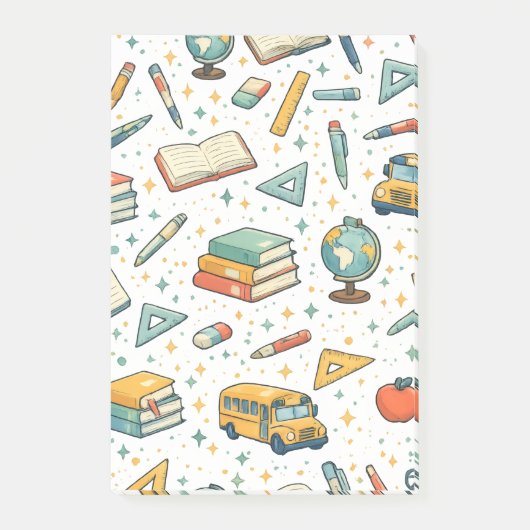 Zurück zur Schule Schulmaterial-Muster-Notizblock Post-it Klebezettel (Vorderseite)