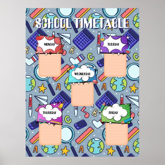 Zurück zur Schule. SCHULZEITPLAN Poster (Vorne)