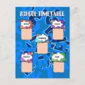 Zurück zur Schule. SCHULZEITPLAN Postkarte (Vorderseite)