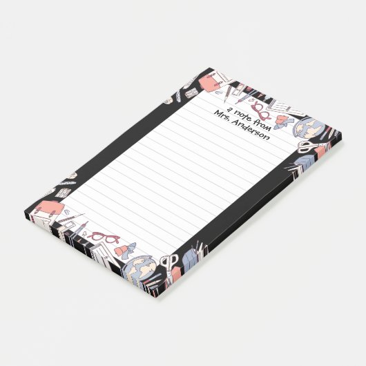 Zurück zur Schule Schwarz Post-it Klebezettel (angewinkelt)