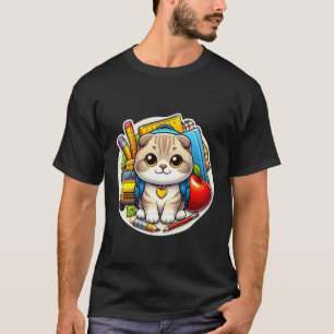 Zurück zur Schule Scottish Fold Katze Jungen Mädch T-Shirt