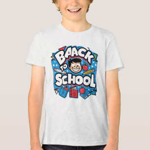 Zurück zur Schule Spaß – Farbenfrohe Cartoon  Tri-Blend Shirt