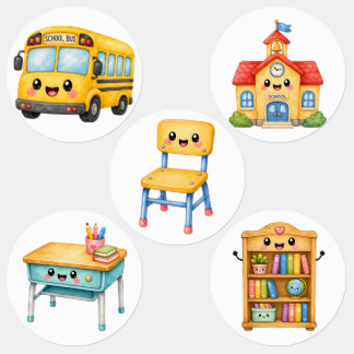 Zurück zur Schule Stickers – Süße Schulmaterialien Etiketten