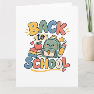 Zurück zur Schule Süße Kawaii Schulmaterialien Karte
