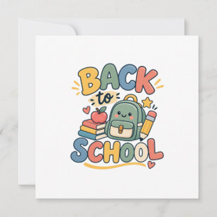 Zurück zur Schule Süße Kawaii Schulmaterialien Karte