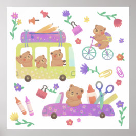 Zurück zur Schule: Teddy ist bereit für die Schule Poster