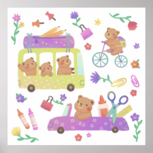 Zurück zur Schule: Teddy ist bereit für die Schule Poster