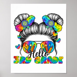 Zurück zur Schule Tie Dye Hallo 3. Klasse Messy Bu Poster