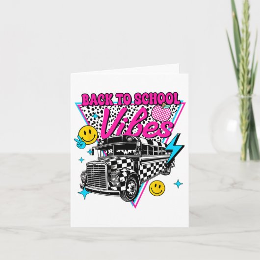 Zurück zur Schule Vibes School Bus Preppy Teacher  Karte (Vorderseite)