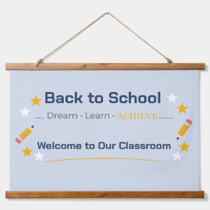 Zurück zur Schule Wandteppich Klassenzimmer Wand Mit Holzrahmen