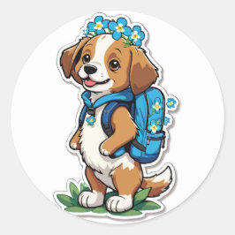 Zurück zur Schule Welpe - ein Freund, der nicht ve Runder Aufkleber