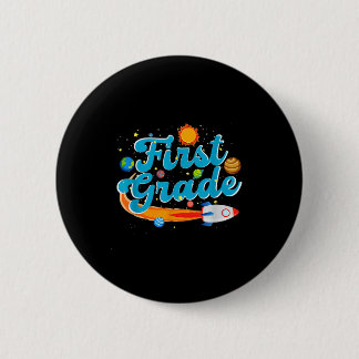 Zurück zur Schule Weltraumlehrer erste Klasse Button