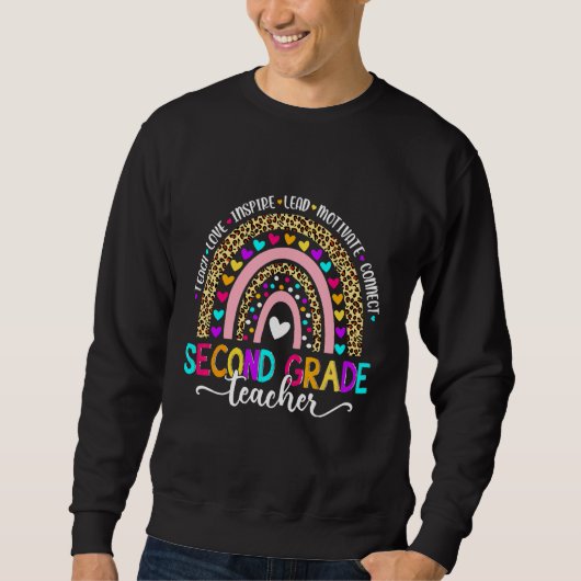 Zurück zur Schule Zweitklassenlehrer Leopard Regen Sweatshirt (Vorderseite)