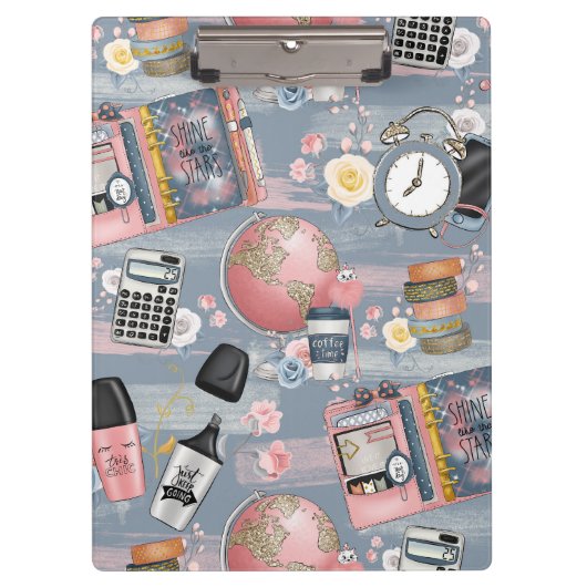 Zurück-zur-Schule-Zwischenablage für Mädchen Klemmbrett (Vorderseite)