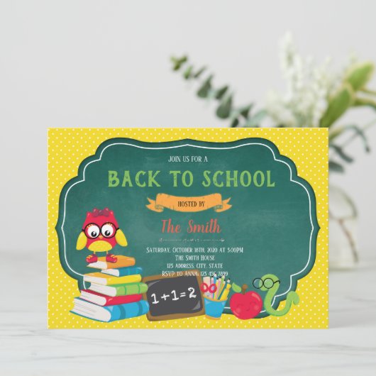 Zurück zur schulischen Party Einladung (Stehend Vorderseite)