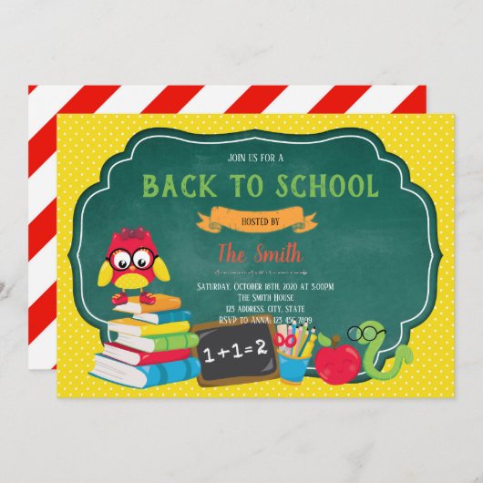 Zurück zur schulischen Party Einladung (Vorne/Hinten)